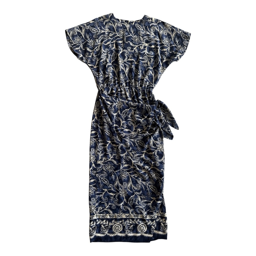 Vintage Maggy London 100% Silk midi wrap dress Short sleeve women’s size 8